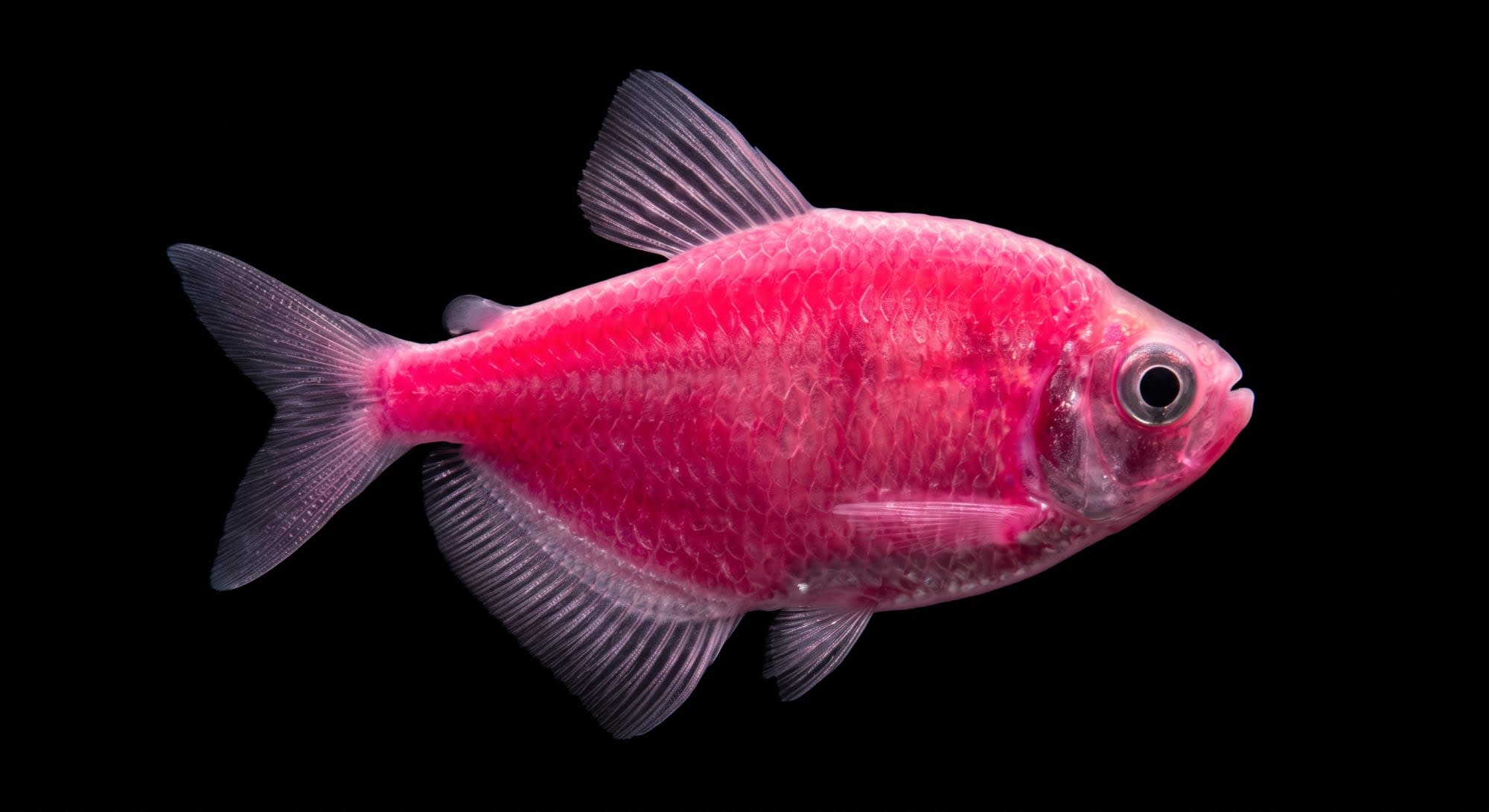 Рожева тернеція GloFish (Pink) - найпопулярніша колірна варіація.